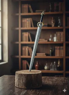Hand Forged Damascus Short Sword | Display Collector Piece with Leather Scabbard
