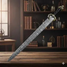 Hand Forged Damascus Short Sword | Display Collector Piece with Leather Scabbard