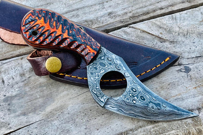 Handmade Damascus Steel Hunting Knife: Forged Camping Skinning Knife