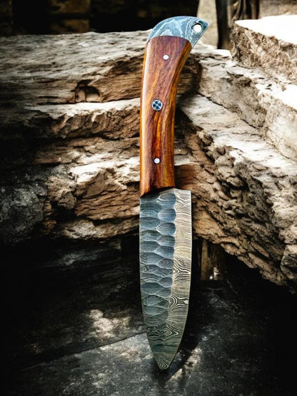 Handcrafted 5-Piece Damascus Steel Chef Knife Set – Rosewood Handles with Display Block