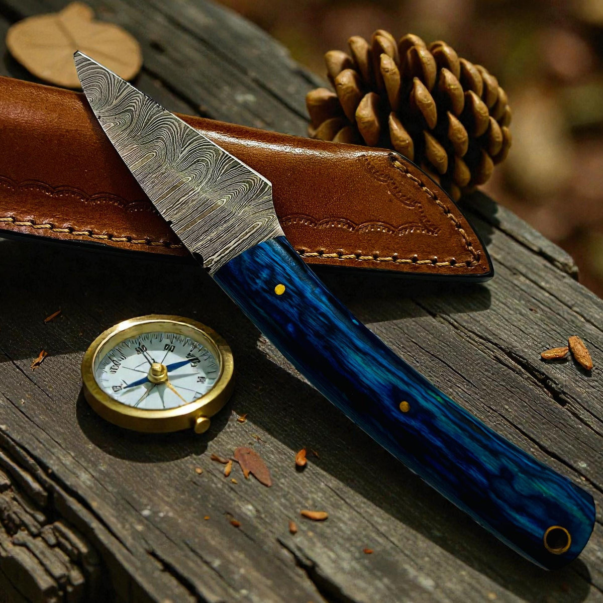 9" Hand-Forged Damascus Steel Fixed Blade Art | Pakkawood Handle