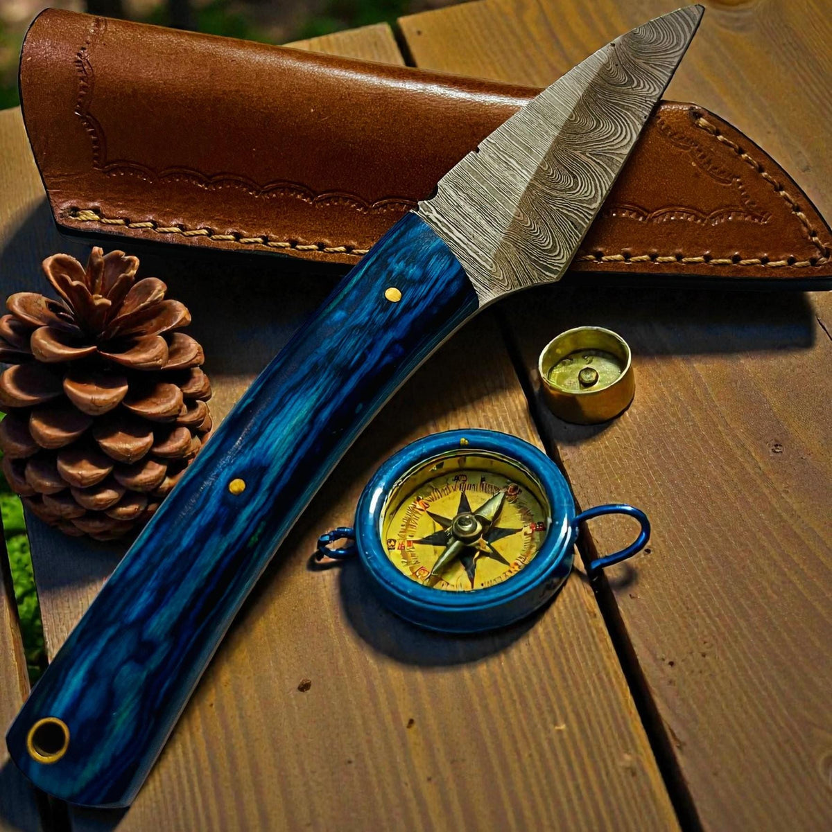 9" Hand-Forged Damascus Steel Fixed Blade Art | Pakkawood Handle