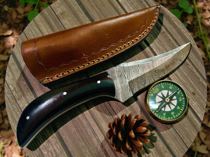 8" Hand-Forged Damascus Steel Fixed Blade Art | Buffalo Horn Executive Gift