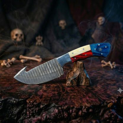 Boutique-Fabricated 9" Tricolor Damascus Sculpture | Resin Inlay