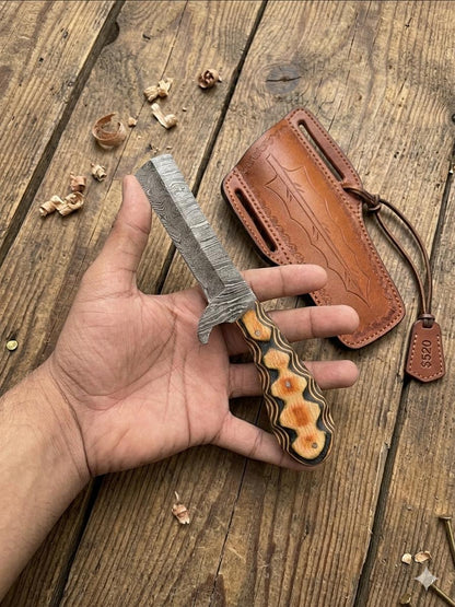 Hand-Forged Damascus Steel Fixed Blade Art | Layered Wood Executive 2026 Gift