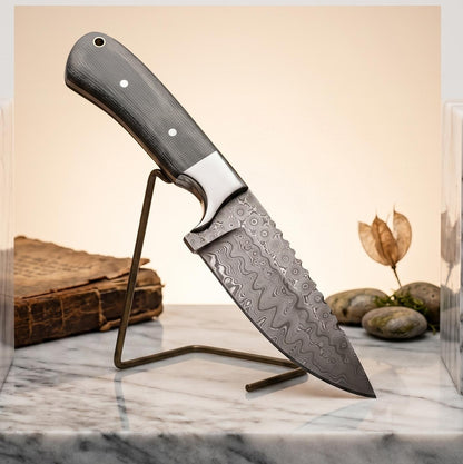 Imperial-Museum 8.5" Damascus Wave Monolith | Charcoal-Micarta 2026 Premier Boutique Gallery Piece
