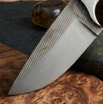 9" Custom Collectible Fixed Blade Knife – Textured High-Carbon Steel with Cerulean Honeycomb Handle