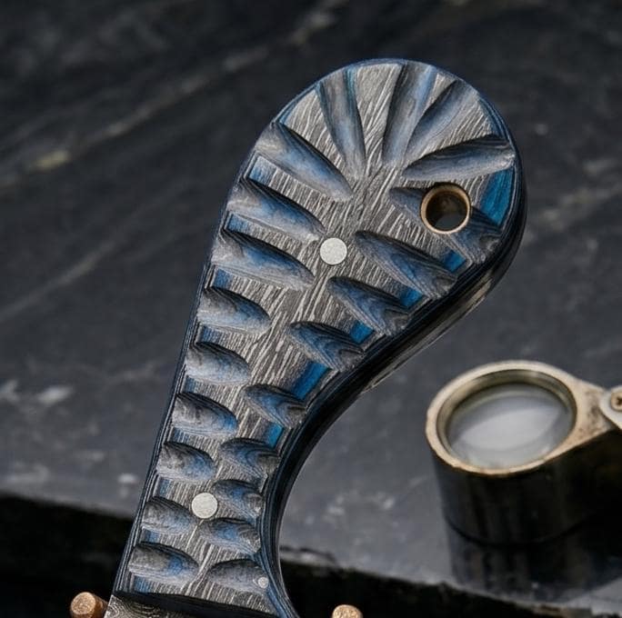 Celestial-Gothic 7.5" Damascus Ring Monolith | Sapphire-Fluted 2026 Premier Boutique Artifact