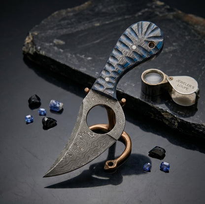 Celestial-Gothic 7.5" Damascus Ring Monolith | Sapphire-Fluted 2026 Premier Boutique Artifact