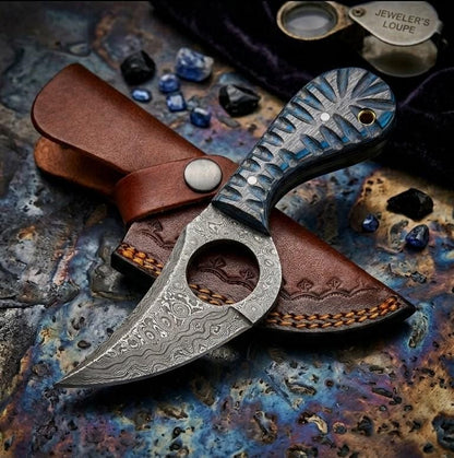 Celestial-Gothic 7.5" Damascus Ring Monolith | Sapphire-Fluted 2026 Premier Boutique Artifact