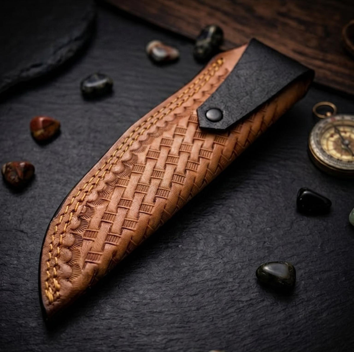 Artisan Legacy 8" Forged Patterned Metal Heirloom | Walnut-Grain Hand-Crafted Gallery Piece