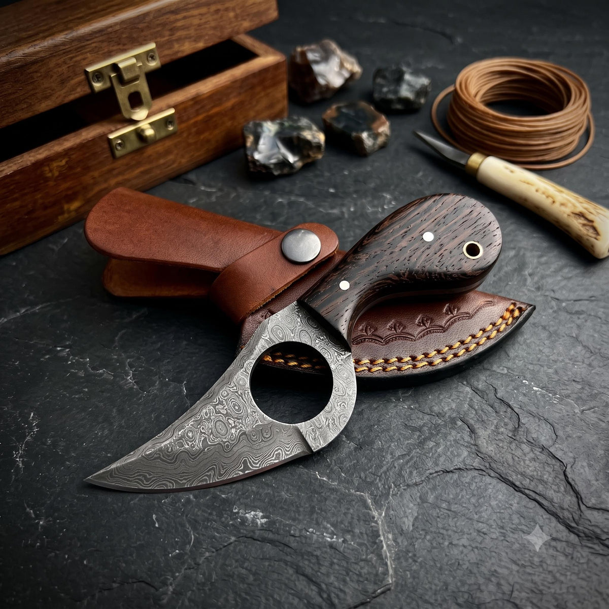 7.5" Damascus Ring Monolith | Charcoal-Ebon 2026 Premier Boutique Gallery Artifact