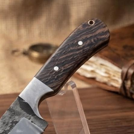 Handmade Wood Handle Tracker Knife with Leather Sheath for Bushcraft & Camping